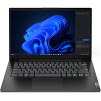 Lenovo V14 G5 IRL laptop, 14" Full HD display, Intel Core i5, black keyboard, sleek black design.