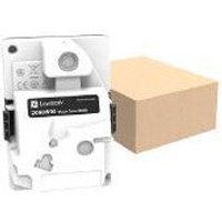 White Lexmark 20N0W00 toner collector with black label, compact design, next to a plain brown cardboard box.