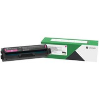 Lexmark magenta toner cartridge 20N2XM0 with black casing and green box packaging.