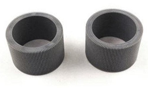 Two cylindrical fuser rollers in dark gray rubber with ribbed surfaces, designed for the Lexmark 40X8282 Fuser Maintenance Kit, suitable for 220-240V printers.