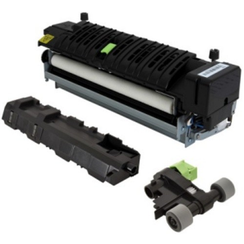 Lexmark 41X3883 maintenance kit featuring a black toner cartridge, a gray transfer roller, and a black fuser unit, designed for printer and scanner upkeep.