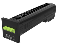 Black toner cartridge with a green handle, labeled "Lexmark 72K2XKE," designed for extra high-capacity printing, capable of producing up to 33,000 pages.