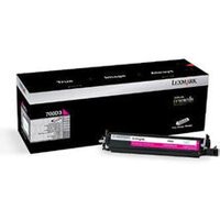 Lexmark 74C0D30 developer unit, black and magenta, rectangular box with product details, 150000 pages capacity.