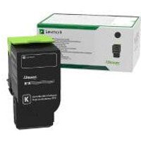 Lexmark 78C20K0 black toner cartridge with green top, box packaging in background.