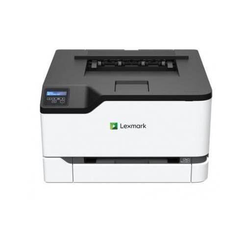 Lexmark CS331dw Colour A4 printer in white and black, featuring a control panel on the top left, a paper tray at the front, and Wi-Fi capability for wireless printing.