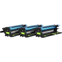 Lexmark CS820, CX8xx printer drum unit, black frame with blue and green accents, set of three.