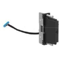 Black Lexmark MarkNet N8370 print server with attached cable and blue connector, compact rectangular design.