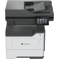 Lexmark MX532adwe laser printer, gray and white, with touchscreen and Wi-Fi capability, 44 ppm, 1200 x 1200 DPI.