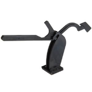 Black plastic paper present sensor with a curved arm and a flat end, designed for Lexmark printers, featuring a sturdy base for secure attachment.