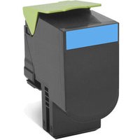 Black Lexmark XC2132 cyan toner cartridge with blue label and green top flap.