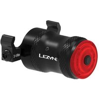 Black Lezyne Saddle Drive 250 Rear Light with red lens, cylindrical shape, and mounting bracket.