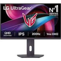 LG 27" black monitor with UltraGear logo, slim bezels, 2560x1440 QHD display, IPS, 200Hz, 1ms response.