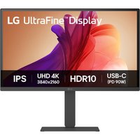 LG 27-inch 4K monitor with thin bezels, black stand, IPS display, HDR10, and USB-C connectivity.