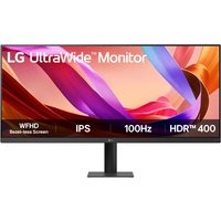 Black LG 34-inch UltraWide monitor with thin bezels, 2560x1080 resolution, IPS display, 100Hz, HDR 400 support.