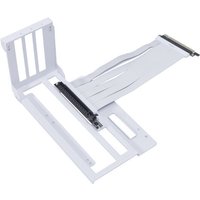 White Lian Li A3-1 Mini Tower GPU kit with PCIe riser cable and vertical mounting bracket.