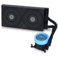 Black Lian Li GA II LITE liquid cooler with dual 12 cm fans and a blue-lit pump unit.