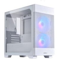 White Lian Li Lancool 205 Midi Tower with tempered glass side panel, dual RGB fans, and sleek minimalist design.