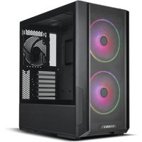 Black Lian Li Lancool 216R-X Midi Tower with RGB front fans and mesh side panel.