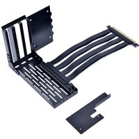 Black Lian Li LANCOOL II-1X GPU bracket with slotted base, vertical support, and flexible PCIe riser cable.