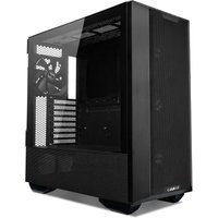Black Lian Li Lancool III Midi Tower with tempered glass side panel and mesh front for enhanced airflow.