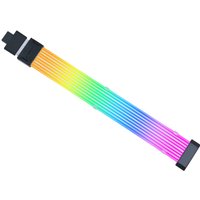 Lian Li PW16-81W ribbon cable with rainbow-colored strands and black connectors at both ends.