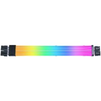 RGB Lian Li Strimer Wireless cable with vibrant gradient colors, black connectors on both ends.