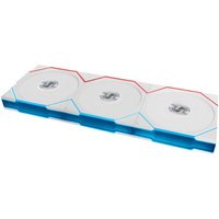 White Lian Li UNI FAN TL 12 cm computer case fan with hexagonal frame and blue accents, featuring three fan blades.