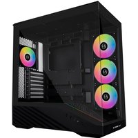 Black Lian Li Vector V100 Midi Tower with transparent side panel and RGB fans.
