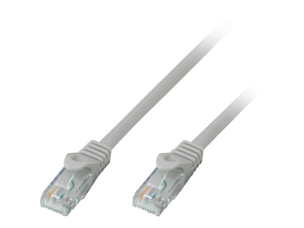 Grey LINDY 48001 RJ45 Network Cable CAT 6 U/UTP, 0.50 meters long, featuring transparent connectors with gold-plated pins for optimal connectivity.