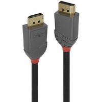 Gray Lindy 0.5m DisplayPort 1.4 cable with gold-plated connectors and red accents on the Anthra Line series.