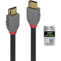 Gray and red Lindy 0.5m Ultra High Speed HDMI cable with gold connectors, Anthra Line design.