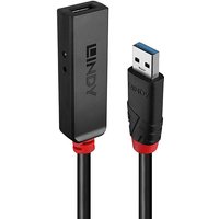 Black Lindy 10m USB 3.0 Active Extension Slim cable with red accents and USB-A connector.