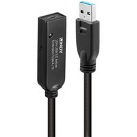 Black Lindy 10m USB 3.0 Active Extension cable, Type A to C, with sleek connectors and durable design.