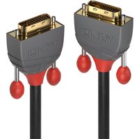 Lindy 15m DVI-D Dual Link Cable, Anthra Line, with gray connectors, red accents, and gold-plated pins.