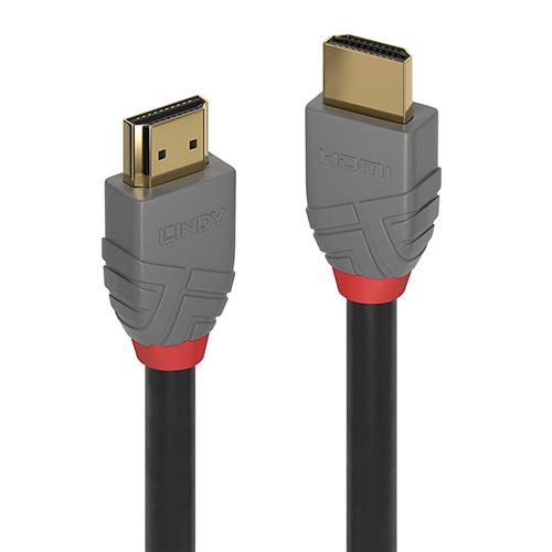 LINDY 36968 HDMI cable in black and grey, featuring gold-plated HDMI-a plugs on both ends, measuring 15 meters in length, designed for high-quality audio and video transmission.