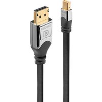 Black Lindy 1m CROMO Mini DisplayPort to DisplayPort cable with silver connectors and gold-plated tips.