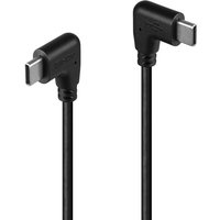 Black Lindy 1m USB 2.0 cable with right-angled USB-C connectors on both ends.