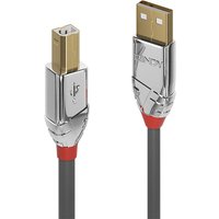Silver Lindy 1m USB 2.0 Type A to B cable with chrome connectors and red accents.