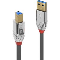 Silver Lindy 1m USB 3.2 Type A to B cable, 5Gbps, with metallic connectors and red accents.