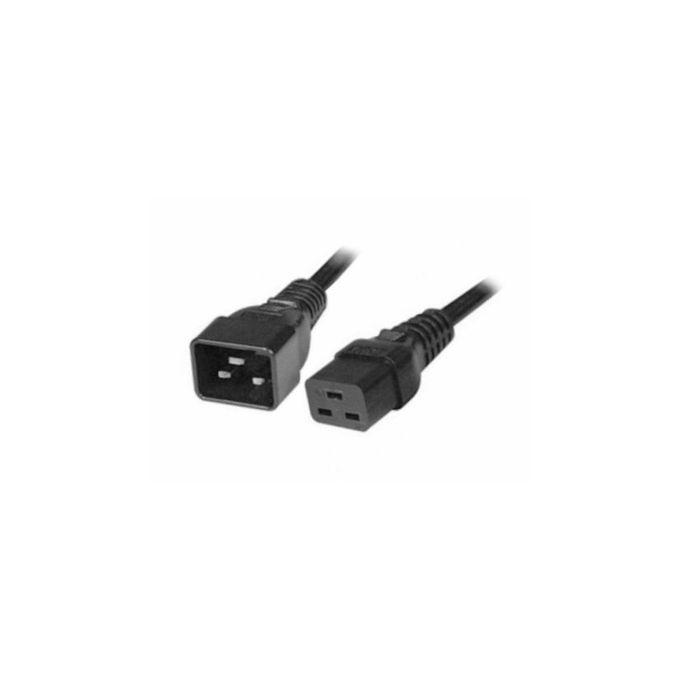 Black 2-meter C5 to C14 mains cable with a lead-free design, featuring molded connectors on both ends for secure connections.