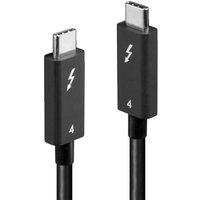 Black Lindy 2m Thunderbolt 4 cable with USB-C connectors, lightning bolt icon, and number 4 on each end.