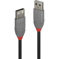 Gray Lindy 2m USB 2.0 Type A to A cable, Anthra Line, with red accents and black cable.