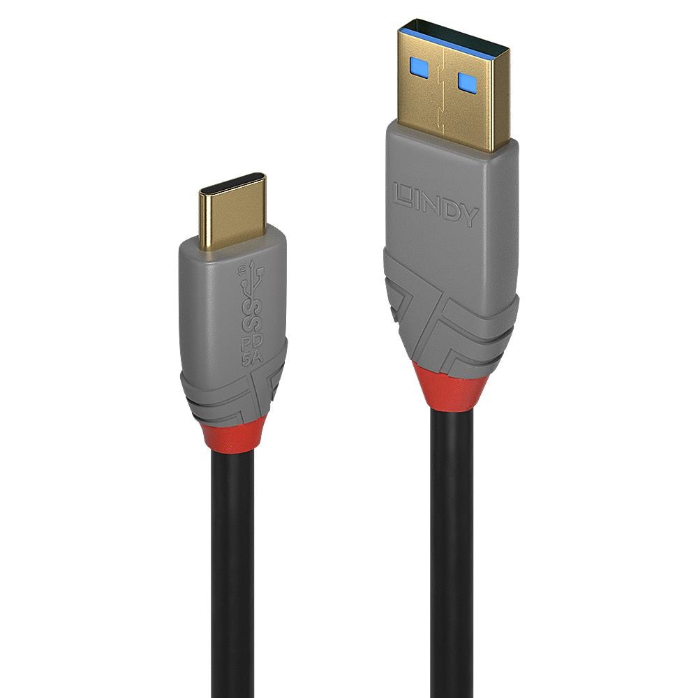 Lindy 2m USB 3.2 Type A to C Cable. 10Gbps. 5A. PD. Anthra Line - image 2