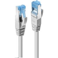 Grey Lindy 30m Cat.6A S/FTP LSZH network cable with blue-tipped connectors and shielding.