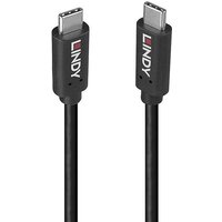 Black Lindy USB 3.2 Gen 2x2 cable, 1m length, with USB-C connectors and Lindy branding on each end.