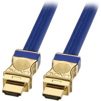 Blue Lindy 3m HDMI cable with gold-plated Type A connectors and textured grip.