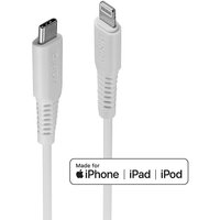 White Lindy 3m USB Type C to Lightning cable with reinforced connectors, compatible with iPhone, iPad, iPod.