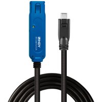 Black Lindy USB 3.2 Gen 1 cable, 8m, with blue USB C to USB A connectors.