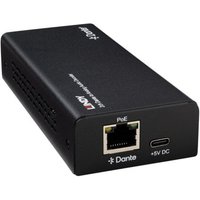 Black Lindy 70623 network adapter with PoE port, USB-C, and ventilation slots on the side.