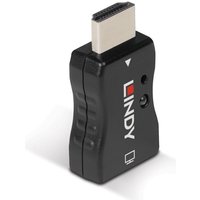 Black Lindy HDMI 2.1 EDID Emulator with HDMI connector, Lindy logo, and textured grip sides.